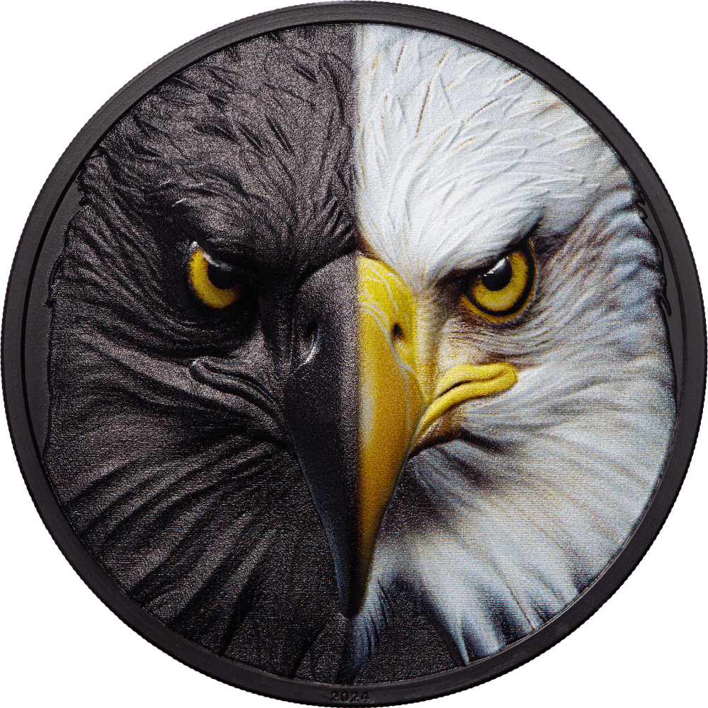 BALD EAGLE Day and Night 3 Oz Silver Coin $20 Palau 2024 - PARTHAVA COIN