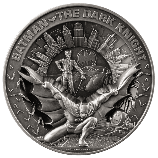 BATMAN The Dark Night 10 Oz Silver Coin $10 Barbados 2024 - MDM