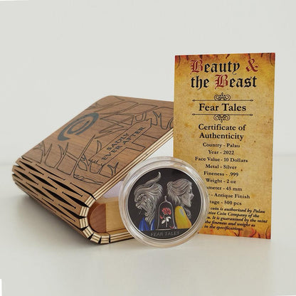 BEAUTY AND THE BEAST Fear Tales 2 Oz Silver Coin $10 Palau 2022 - PARTHAVA COIN