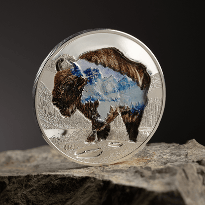 BISON Into The Wild 2 Oz Silver Coin 1000 Togrog Mongolia 2023 - PARTHAVA COIN