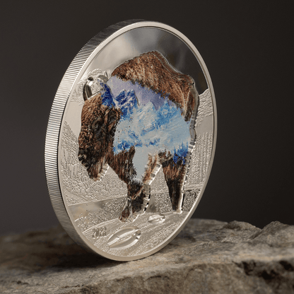 BISON Into The Wild 2 Oz Silver Coin 1000 Togrog Mongolia 2023 - PARTHAVA COIN