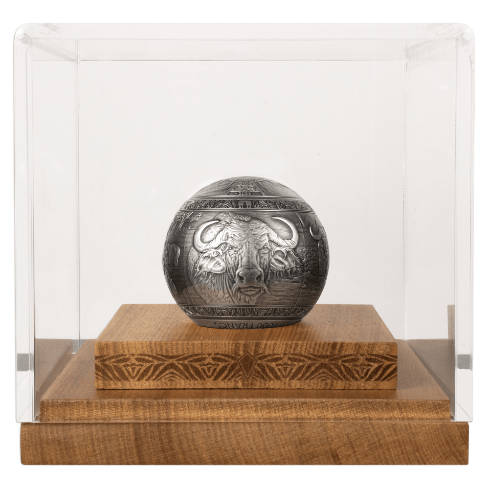 BUFFALO Big Five Spherical 1 Kg Kilo Silver Coin 1000 Francs Djibouti 2024 - PARTHAVA COIN
