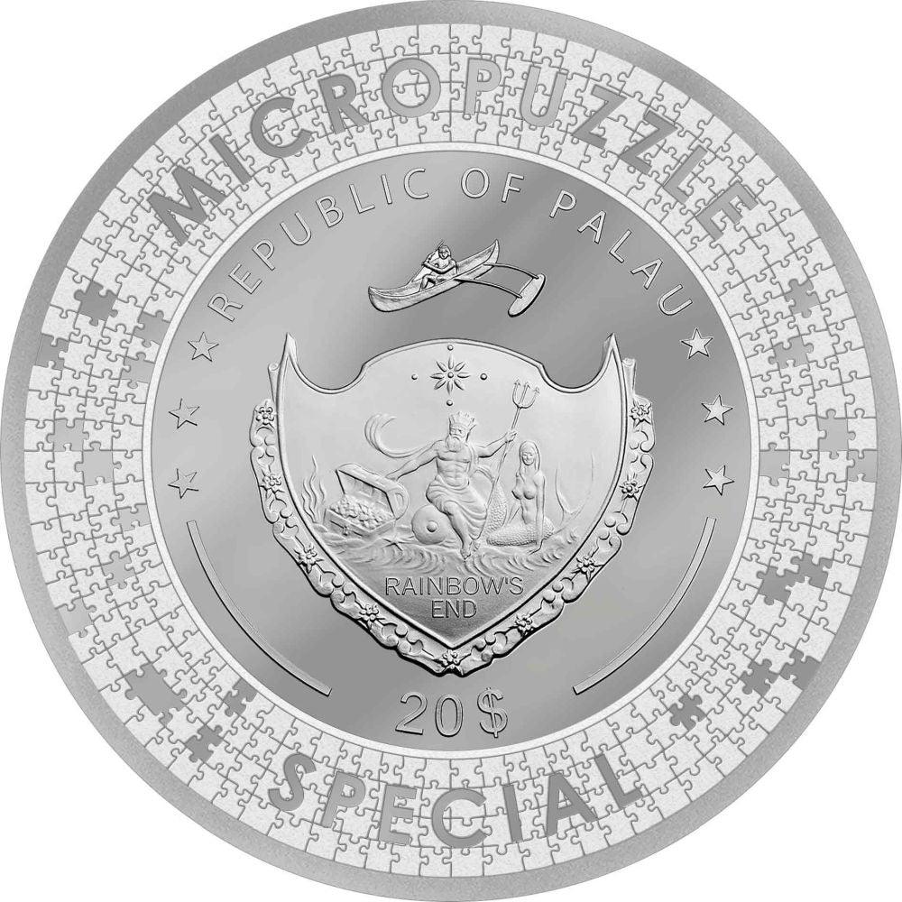 CREATION OF ADAM Micropuzzle Treasures Special Edition 5 Oz Silver Coin $20 Palau 2023 - PARTHAVA COIN