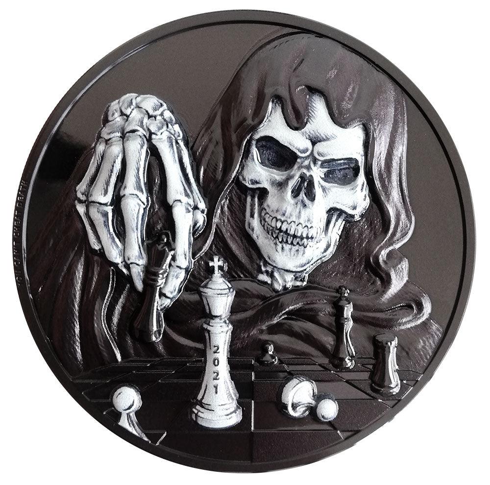 DARK CHECKMATE You Can't Cheat Death 3 Oz Silver Coin $20 Palau 2021 - PARTHAVA COIN
