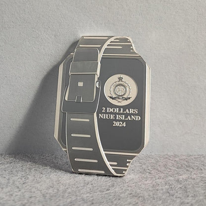 DATABANK WATCH TechStalgic 2 Oz Silver Coin $2 Niue 2024 - PARTHAVA COIN