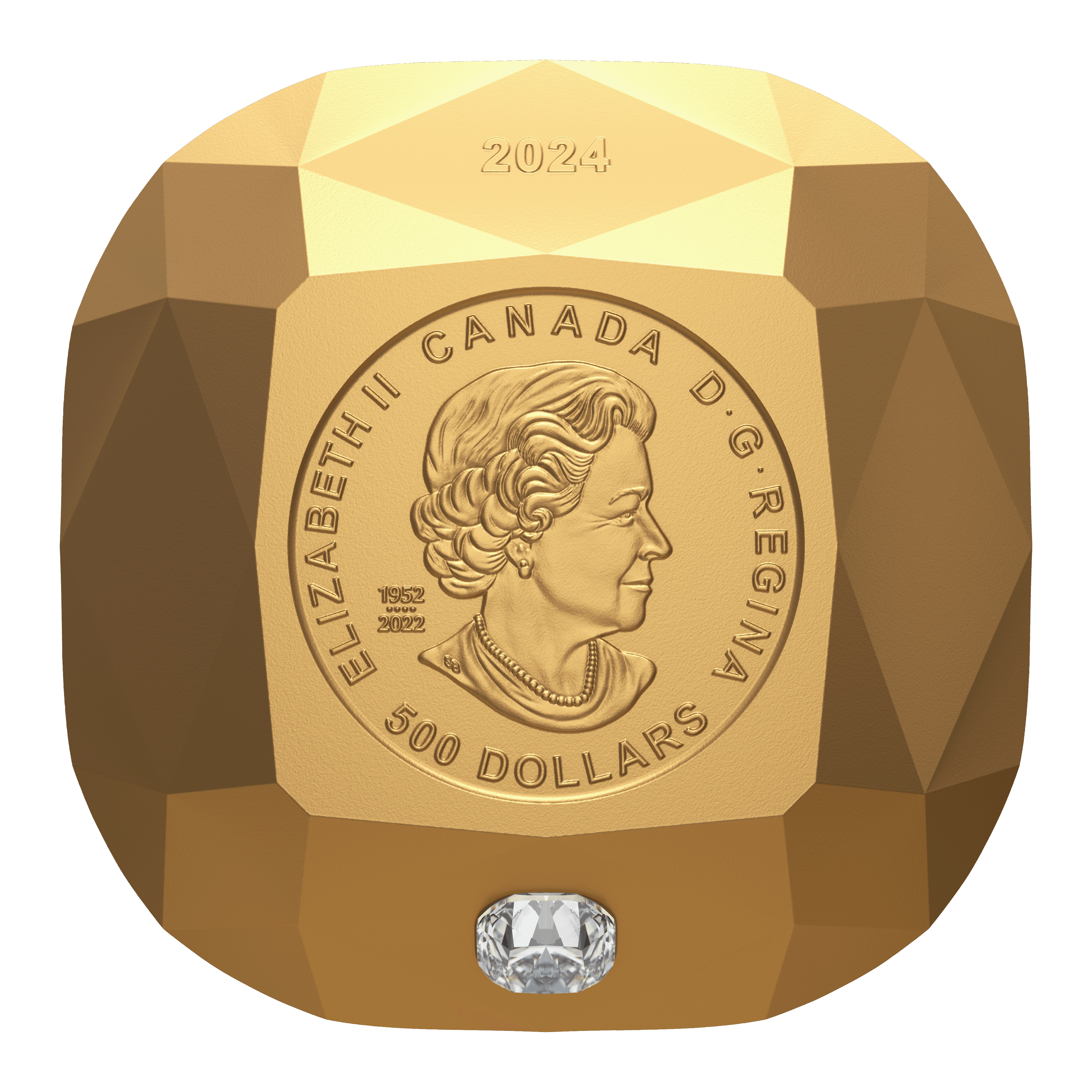 DE BEERS Ideal Cushion Diamond Pure Gold Coin $500 Canada 2024 - PARTHAVA COIN