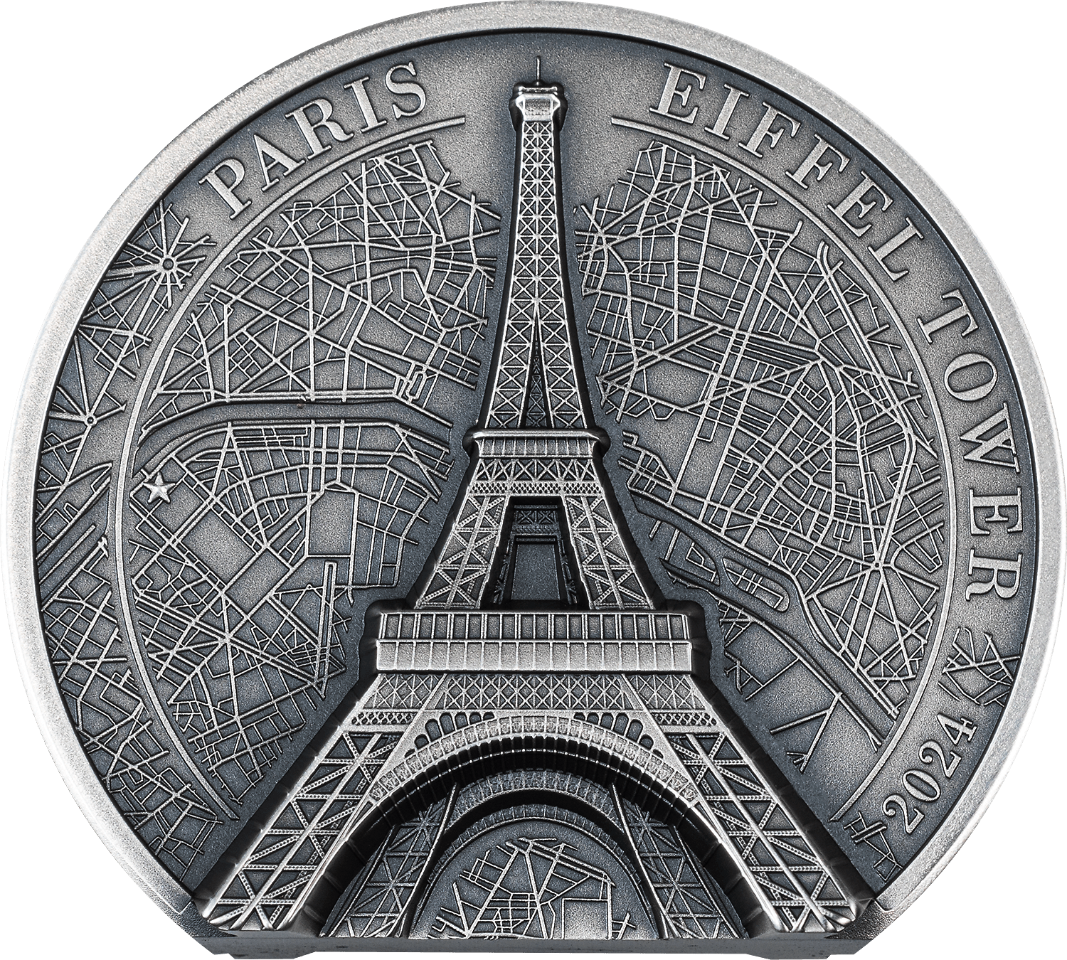 EIFFEL TOWER Historical Monuments 2 Oz Silver Coin $10 Cook Islands 2024 - PARTHAVA COIN