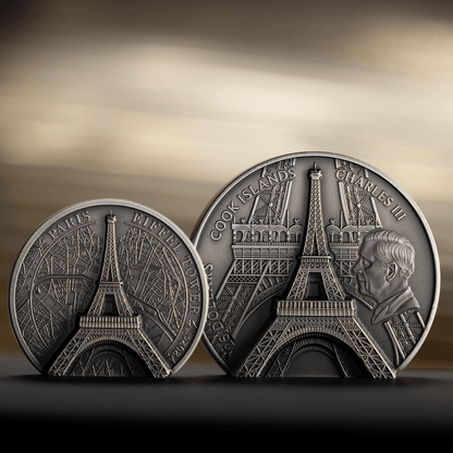 EIFFEL TOWER Historical Monuments 2 Oz Silver Coin $10 Cook Islands 2024 - PARTHAVA COIN