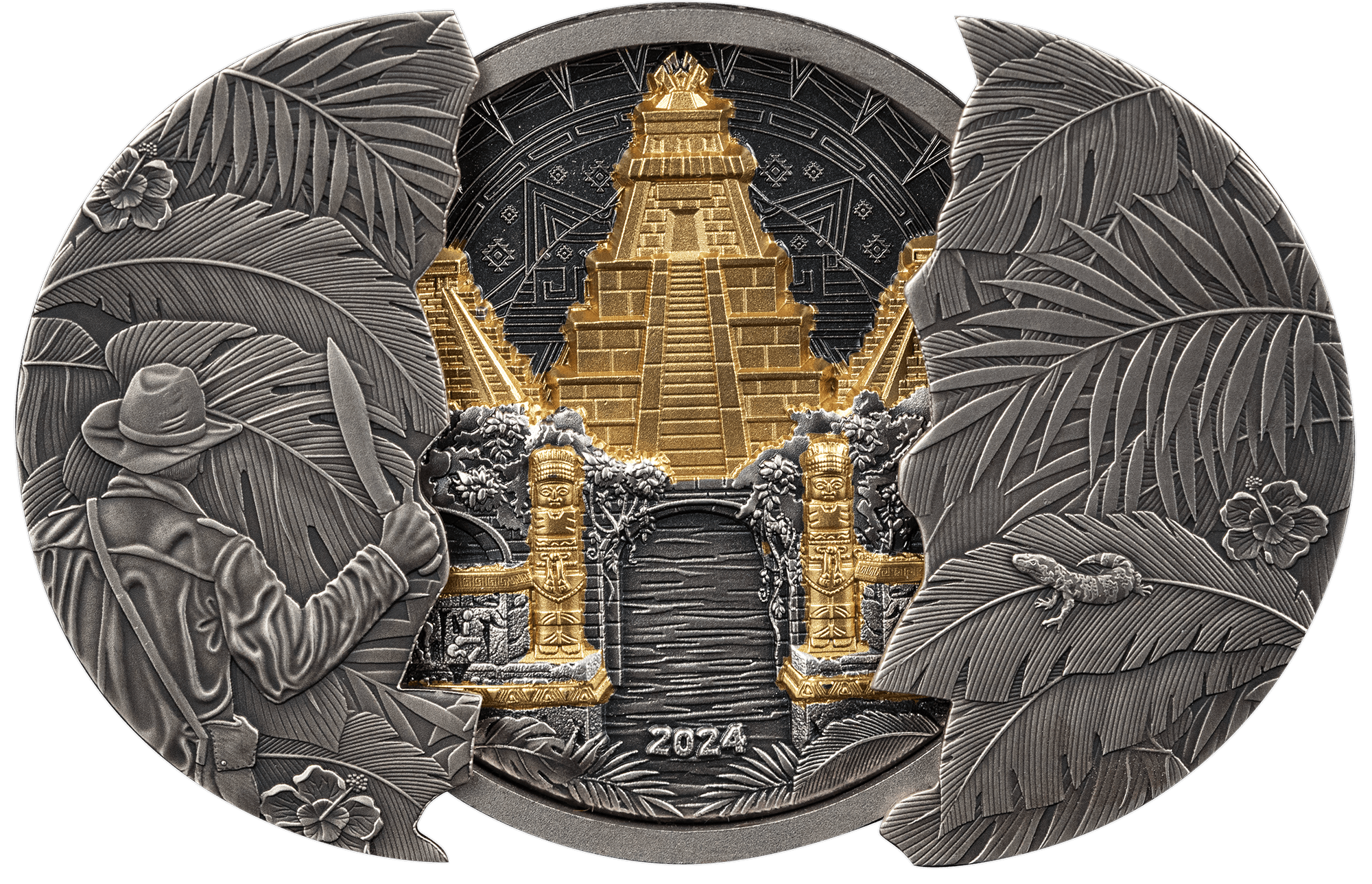 EL DORADO Sliding Door Technique 5 Oz Silver Coin $5 Barbados 2024 - PARTHAVA COIN