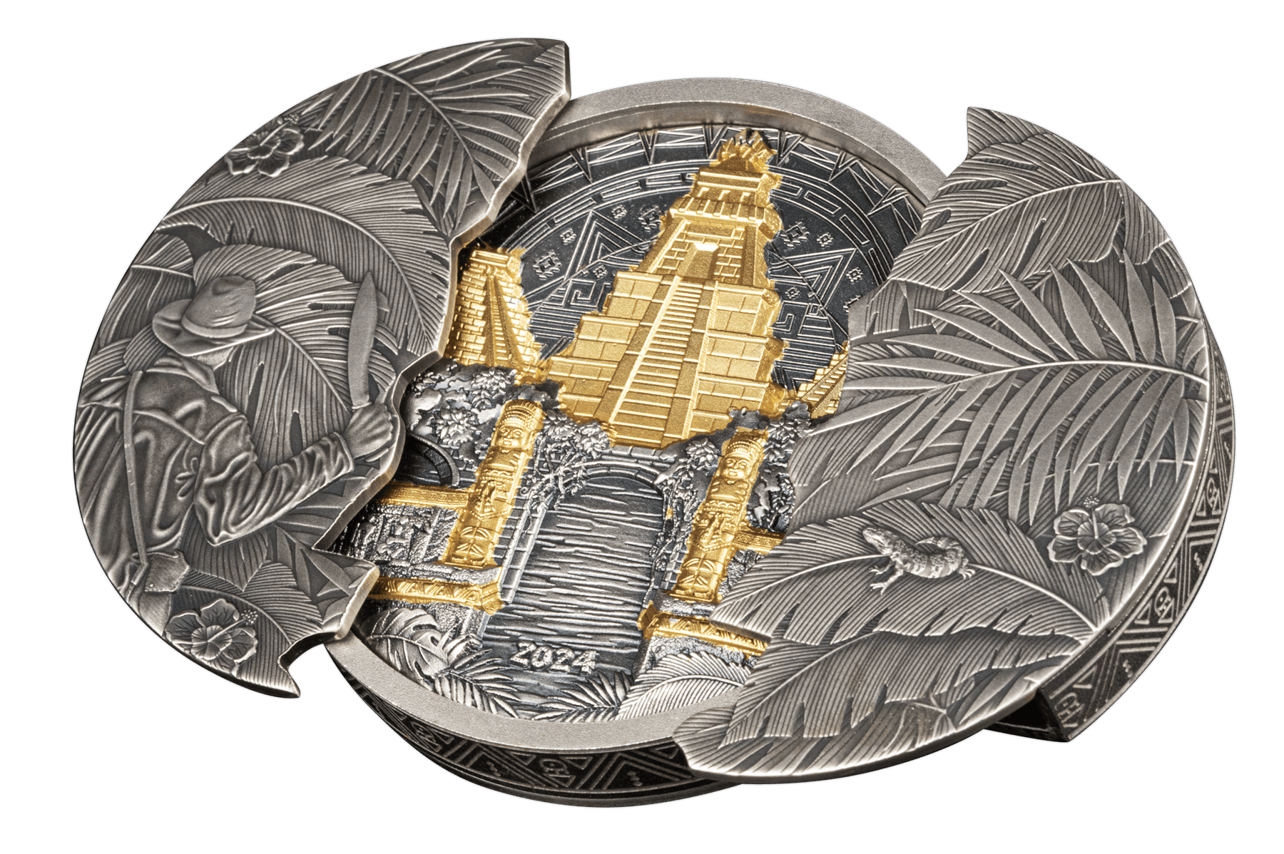 EL DORADO Sliding Door Technique 5 Oz Silver Coin $5 Barbados 2024 - PARTHAVA COIN