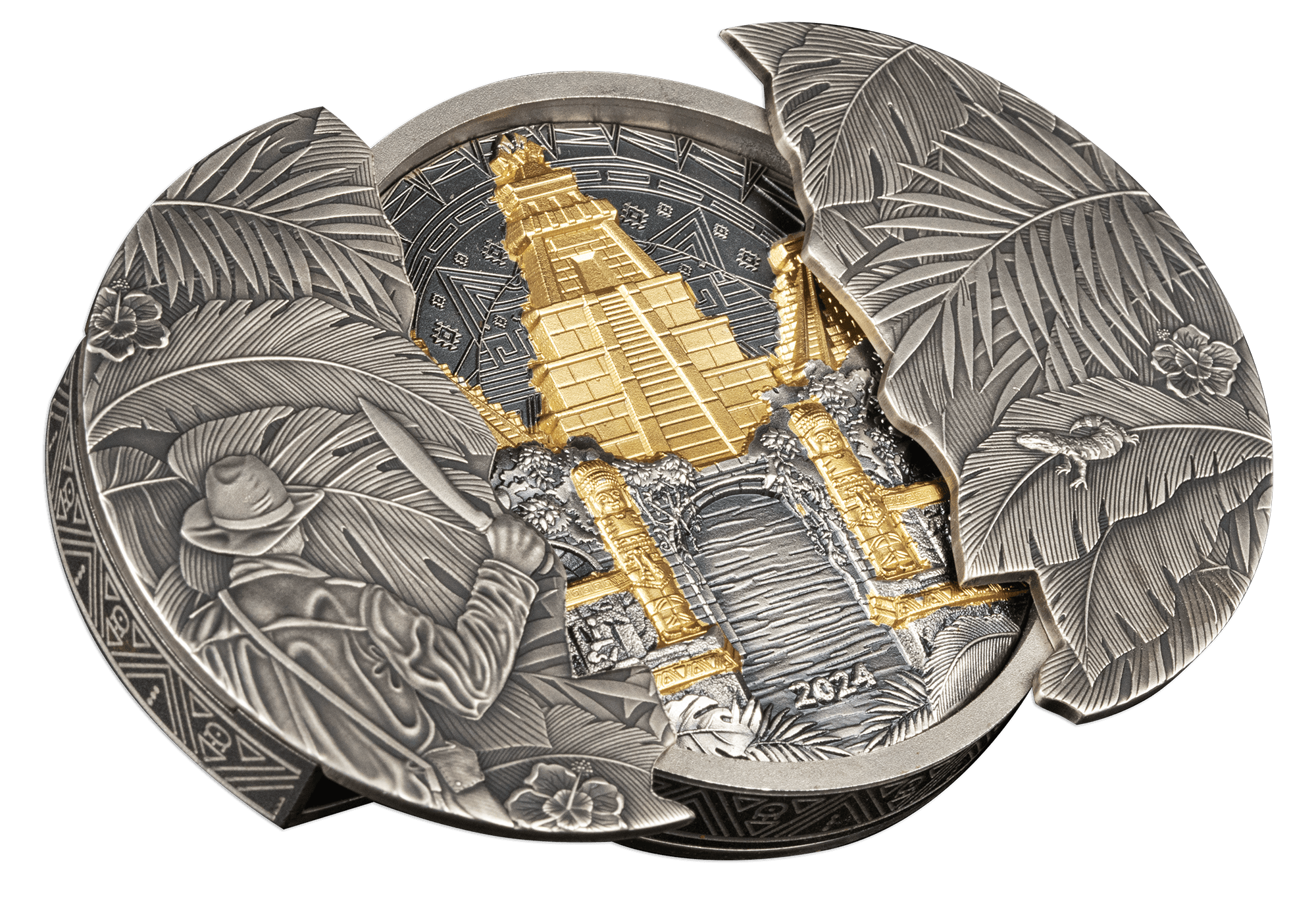 EL DORADO Sliding Door Technique 5 Oz Silver Coin $5 Barbados 2024 - PARTHAVA COIN
