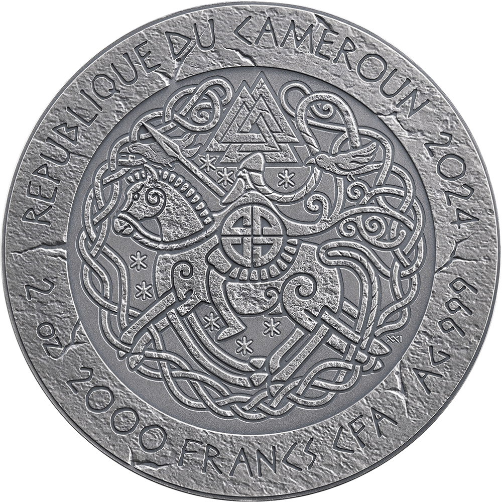 ERIK THE RED Way to Valhalla 2 Oz Silver Coin 2000 Francs Cameroon 2024 - PARTHAVA COIN
