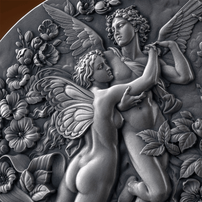 EROS AND PSYCHE Celestial Beauty 2 Oz Silver Coin 2000 Francs CFA Cameroon 2024 - PARTHAVA COIN