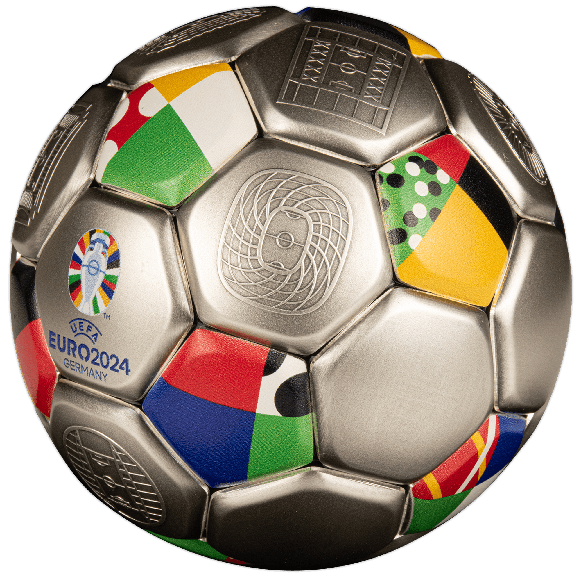 FOOTBALL UEFA EURO Spherical 3 Oz Silver Coin $10 Solomon Islands 2024 - PARTHAVA COIN