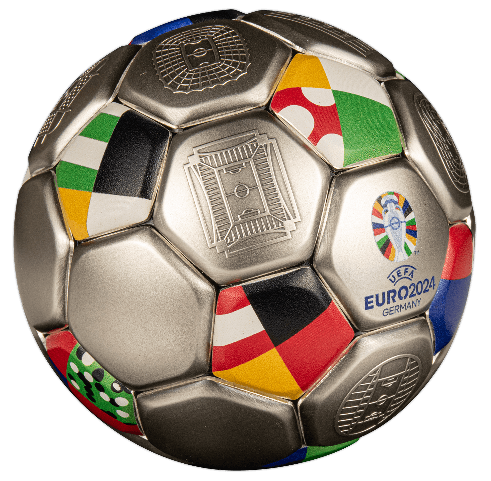 FOOTBALL UEFA EURO Spherical 3 Oz Silver Coin $10 Solomon Islands 2024 - PARTHAVA COIN