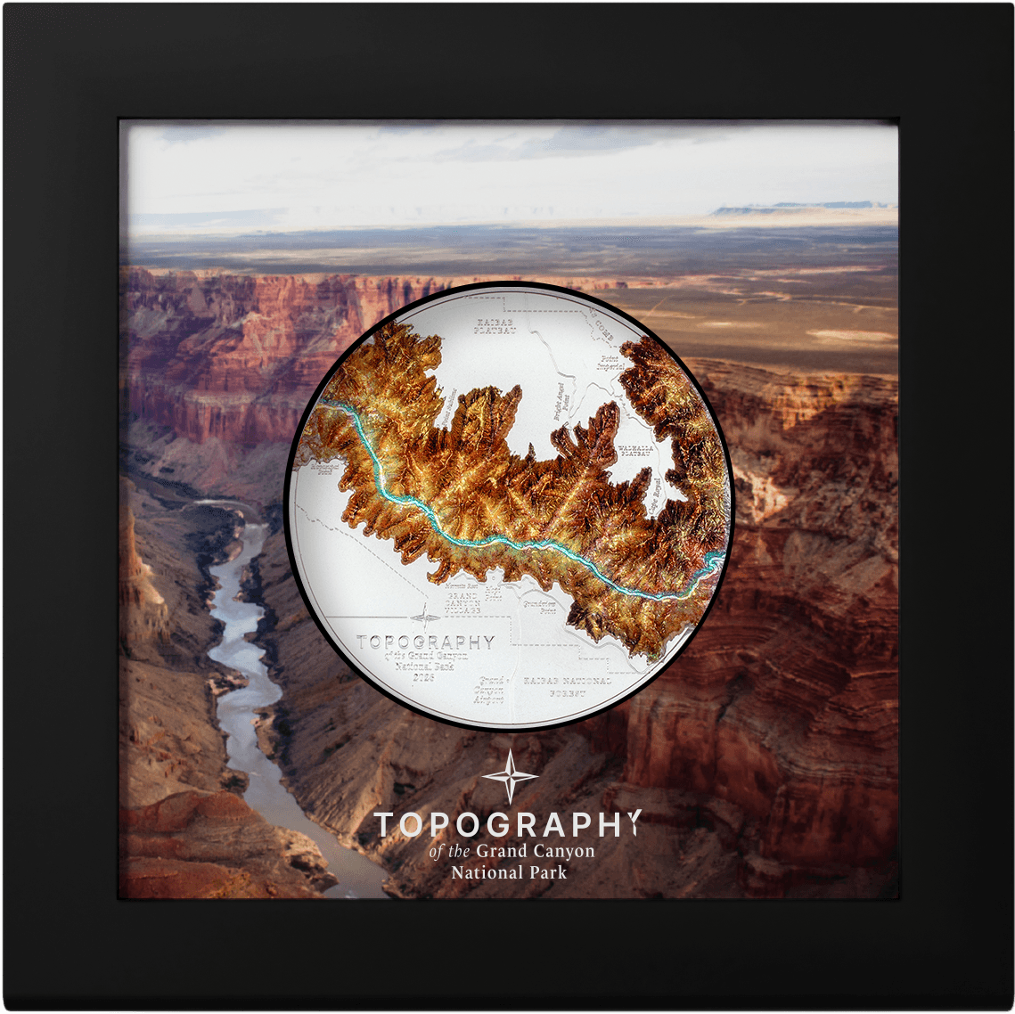 GRAND CANYON Topography 5 Oz Silver Coin $25 Cook Islands 2023 - PARTHAVA COIN