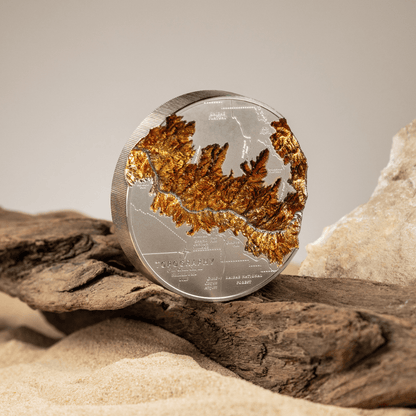 GRAND CANYON Topography 5 Oz Silver Coin $25 Cook Islands 2023 - PARTHAVA COIN