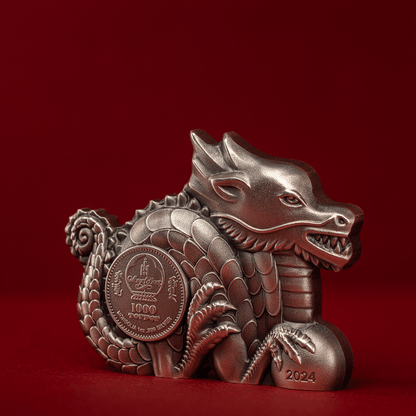 GREAT DRAGON Lunar Collection 1 Oz Silver Coin 1000 Togrog Mongolia 2024 - PARTHAVA COIN