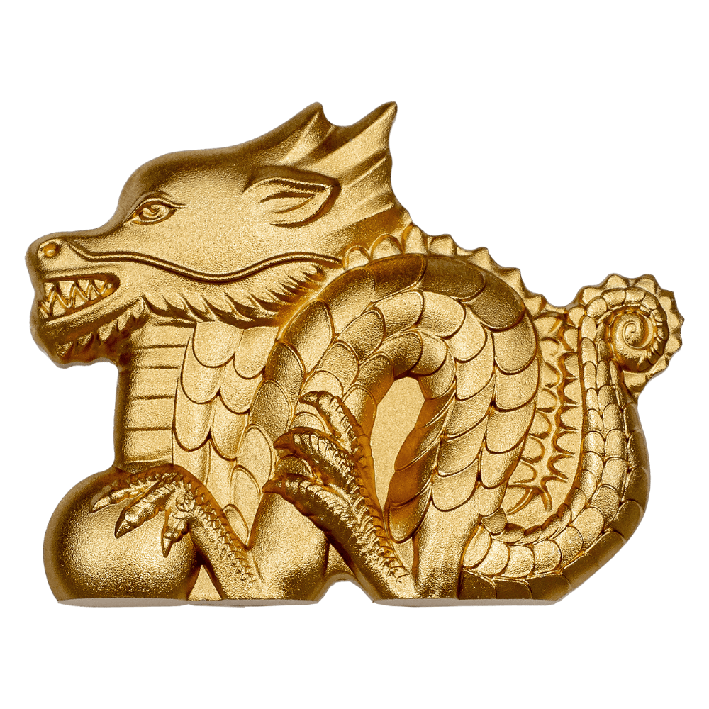 GREAT DRAGON Lunar Collection Gilded 1 Oz Silver Coin 1000 Togrog Mongolia 2024 - PARTHAVA COIN