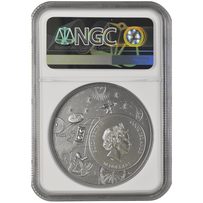 Historic Instruments ASTROLABE 2 Oz Silver Coin $10 Cook Islands 2023- NGC Graded MS 70 Antiqued - PARTHAVA COIN