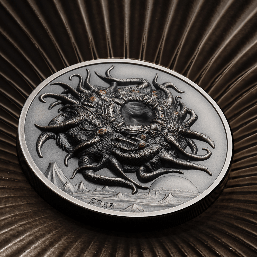 Howard Phillips Lovecraft-AZATHOTH 3 Oz Silver Coin $20 Palau 2023- NGC graded MS 70 Antiqued - PARTHAVA COIN