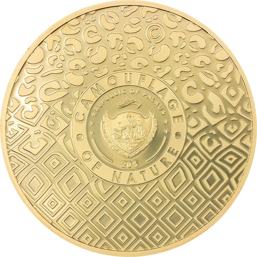 LEOPARD Camouflage of Nature Gilded 5 Oz Silver Coin $20 Palau 2024 - PARTHAVA COIN
