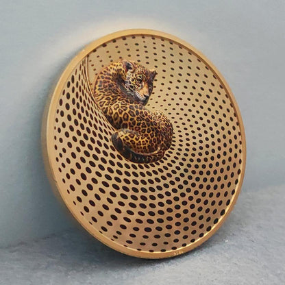 LEOPARD Camouflage of Nature Gilded 5 Oz Silver Coin $20 Palau 2024 - PARTHAVA COIN