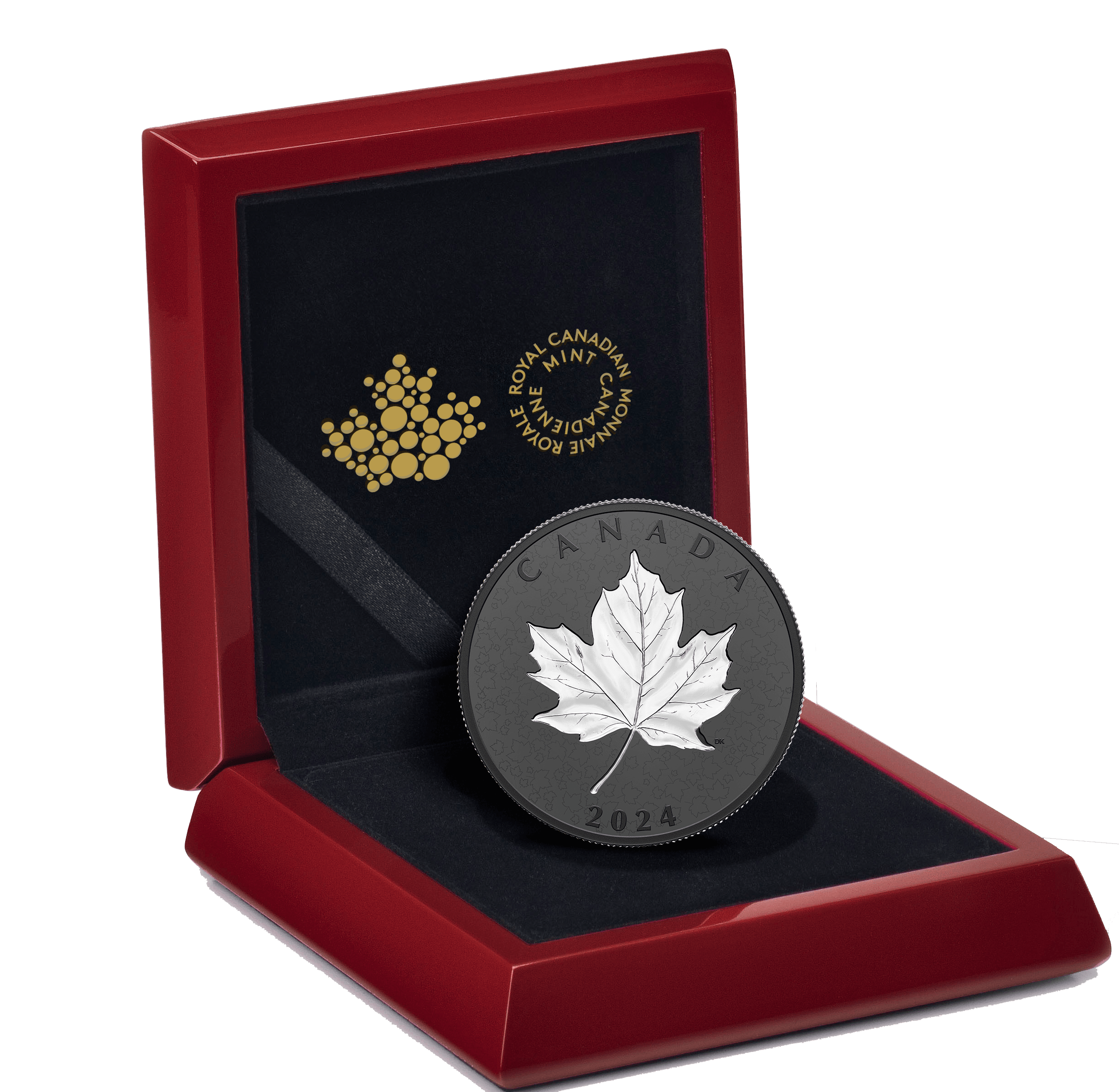 MAPLE LEAF Black Rhodium Plating 5 Oz Silver Coin $50 Canada 2024 - PARTHAVA COIN