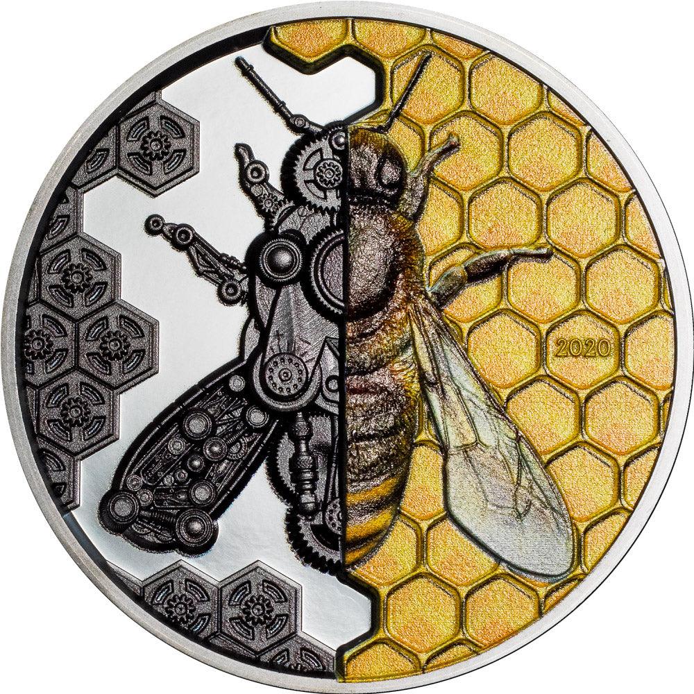MECHANICAL BEE Clockwork Evolution 3 Oz Silver Coin 2000 Togrog Mongolia 2020 - PARTHAVA COIN