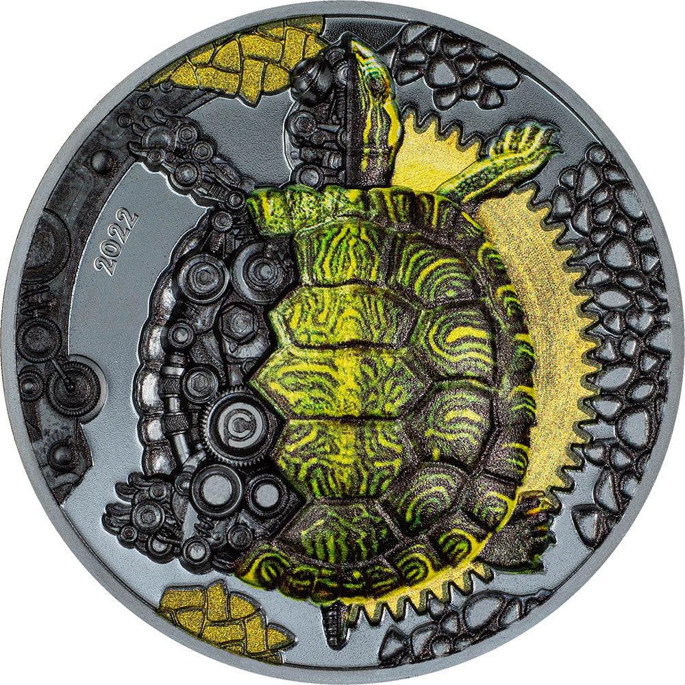 MECHANICAL TURTLE Clockwork Evolution 3 Oz Silver Coin 2000 Togrog Mongolia 2022 - PARTHAVA COIN