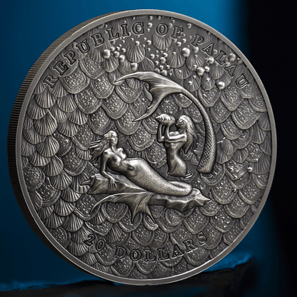 MERMAIDS Underwater Fantasy 3 Oz Silver Coin $20 Palau 2024 - PARTHAVA COIN