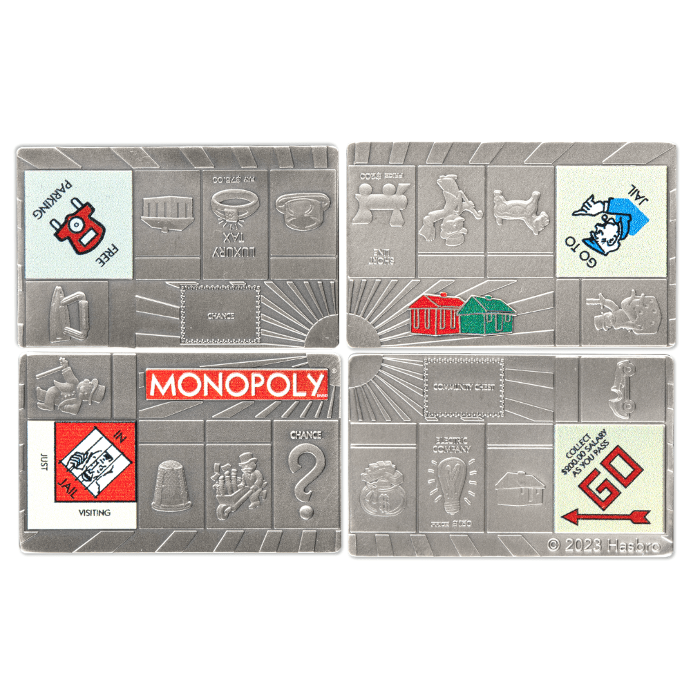 MONOPOLY Set 4 x 1 Oz Silver Coins $5 Samoa 2023 - PARTHAVA COIN
