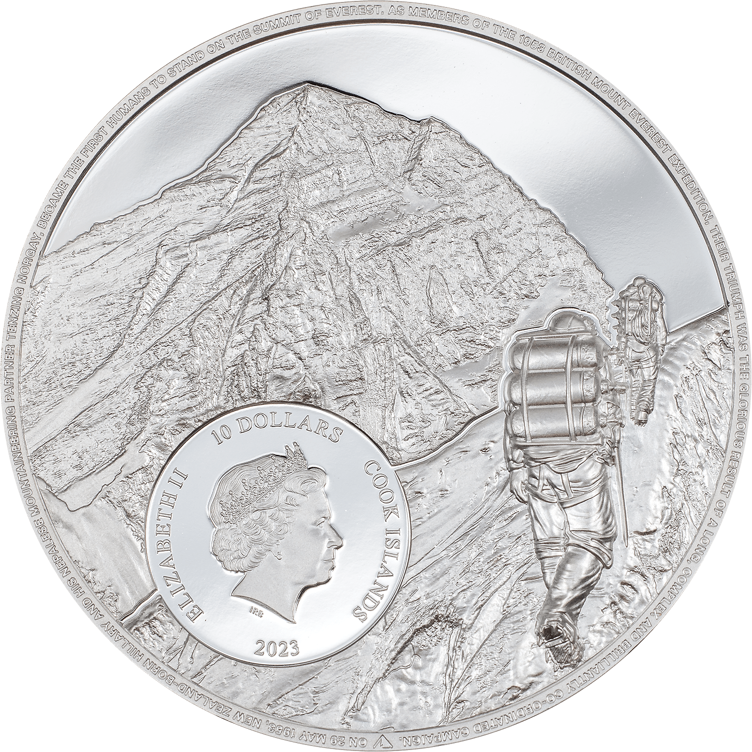 MOUNT EVEREST First Ascent 2 Oz Silver Coin $10 Cook Islands 2023 - PARTHAVA COIN