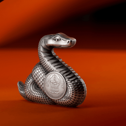 NIMBLE SILVER SNAKE Lunar Collection 1 Oz Silver Coin 1000 Togrog Mongolia 2024 - PARTHAVA COIN