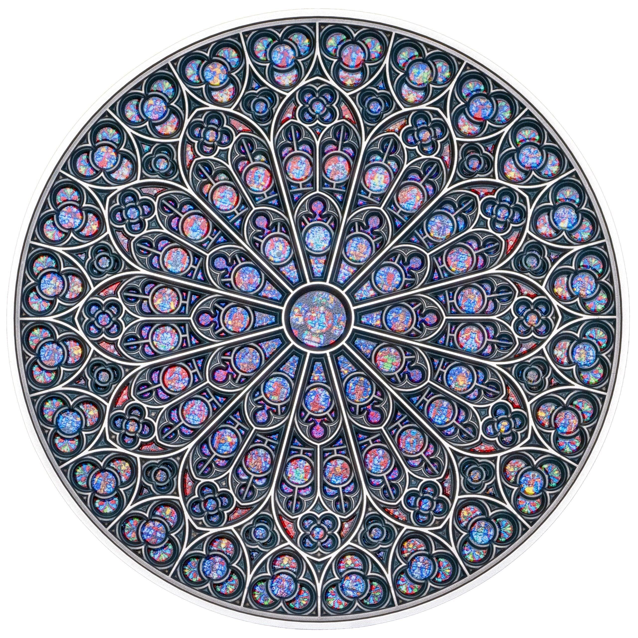 NOTRE DAME Mandala Art 10th Anniversary 5 Oz Silver Coin $10 Fiji 2024 - PARTHAVA COIN