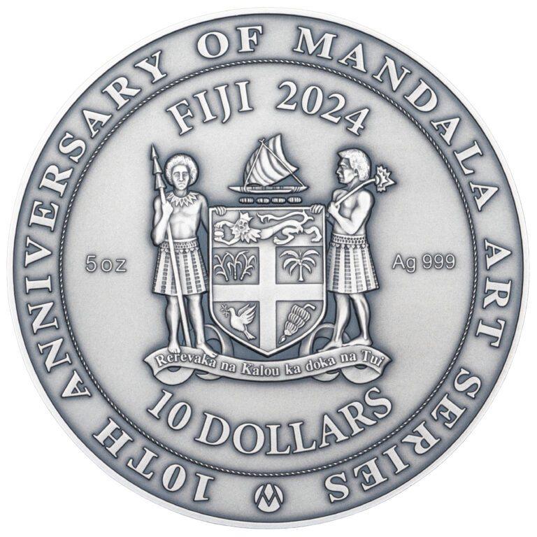 NOTRE DAME Mandala Art 10th Anniversary 5 Oz Silver Coin $10 Fiji 2024 - PARTHAVA COIN