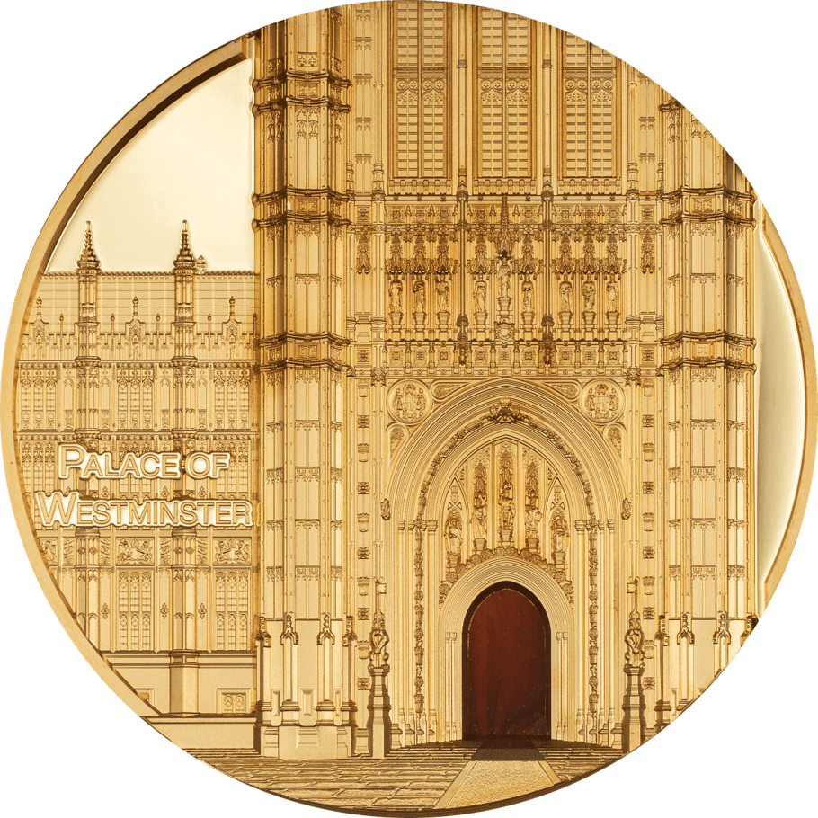 PALACE OF WESTMINSTER Tiffany Art Metropolis 5 Oz Gold Coin $500 Palau 2023 - PARTHAVA COIN
