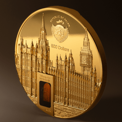 PALACE OF WESTMINSTER Tiffany Art Metropolis 5 Oz Gold Coin $500 Palau 2023 - PARTHAVA COIN