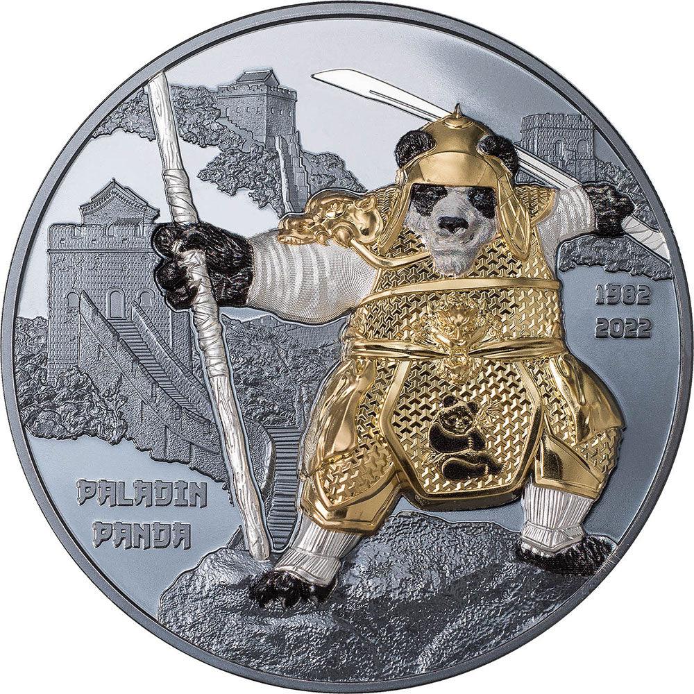 PALADIN PANDA 40th Anniversary 3 Oz Silver Coin $20 Palau 2022 - PARTHAVA COIN