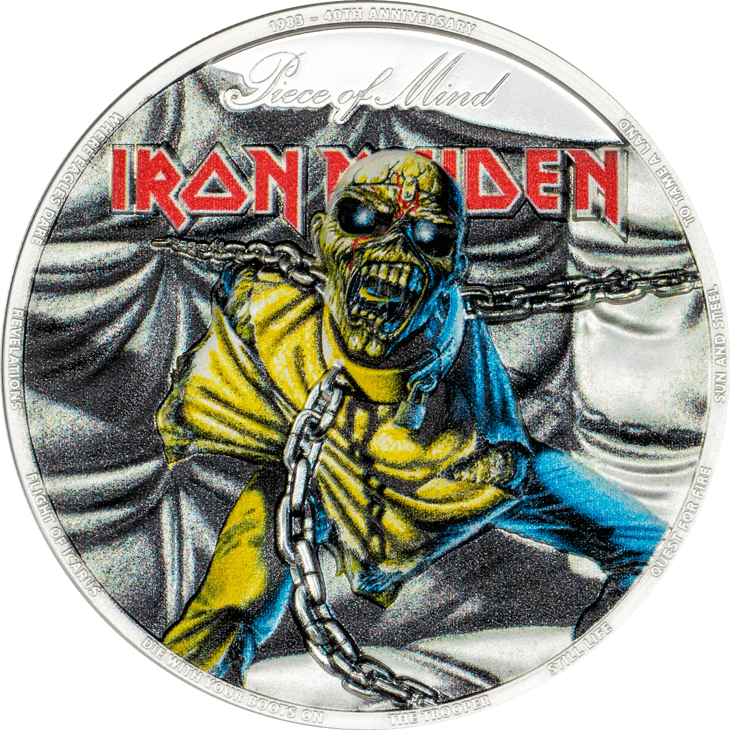 PIECE OF MIND Iron Maiden 2 Oz Silver Coin $10 Cook Islands 2023 - PARTHAVA COIN