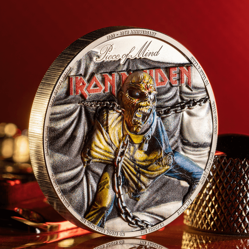 PIECE OF MIND Iron Maiden 2 Oz Silver Coin $10 Cook Islands 2023 - PARTHAVA COIN