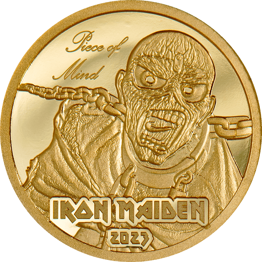 PIECE OF MIND Iron Maiden Gold Coin $5 Cook Islands 2023 - PARTHAVA COIN
