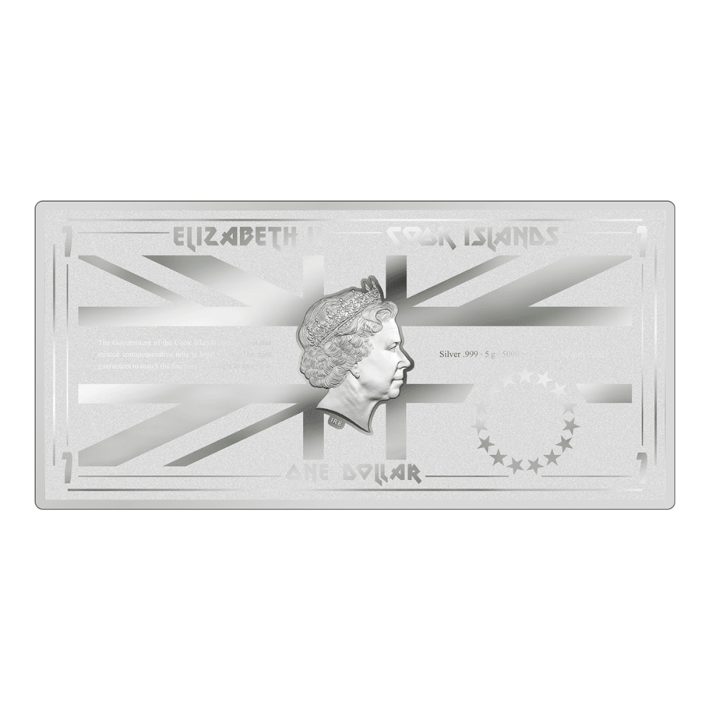 PIECE OF MIND Iron Maiden Silver Note $1 Cook Islands 2023 - PARTHAVA COIN