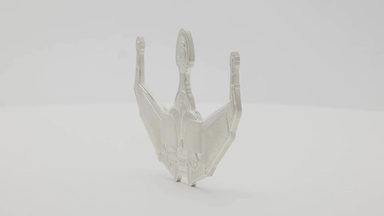 Load video: Star Trek Ships – Klingon Bird of Prey Silver Coin video - agoro