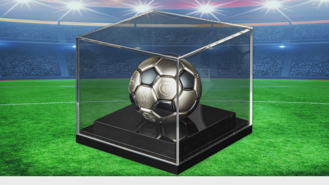 FIFA FOOTBALL IN QATAR SPHERICAL World Cup 3 Oz Silver Coin $10