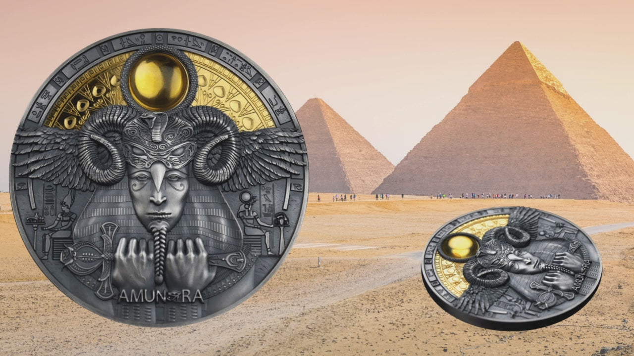 AMUN-RA Divine Faces Of The Sun 3 Oz Silver Coin $5 Niue 2020