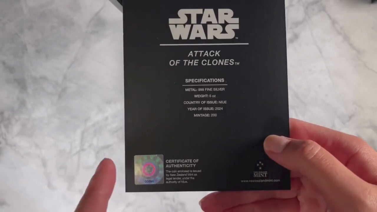 Attack of the Clones Star Wars Poster 5 Oz Silver Coin - Agoro By