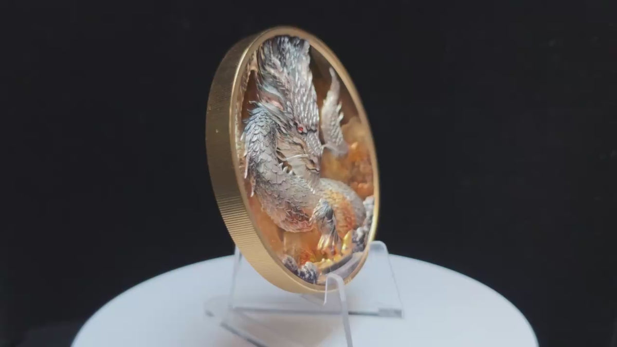 Load video: Thunder Dragon 5 oz Silver Coin Gilded – Special Limited Edition 2026