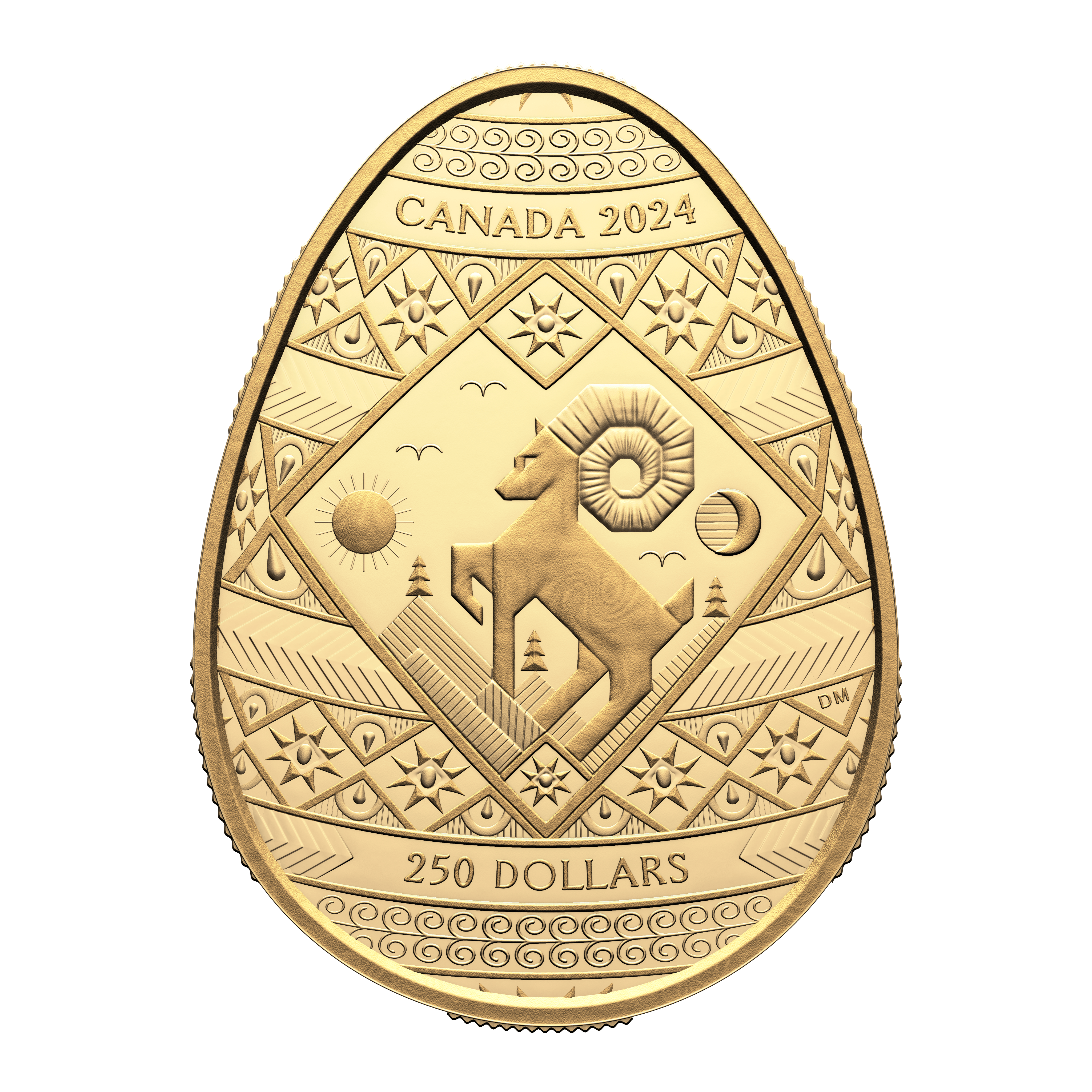 PYSANKA Shaped 2 Oz Gold Coin $200 Canada 2024 - PARTHAVA COIN
