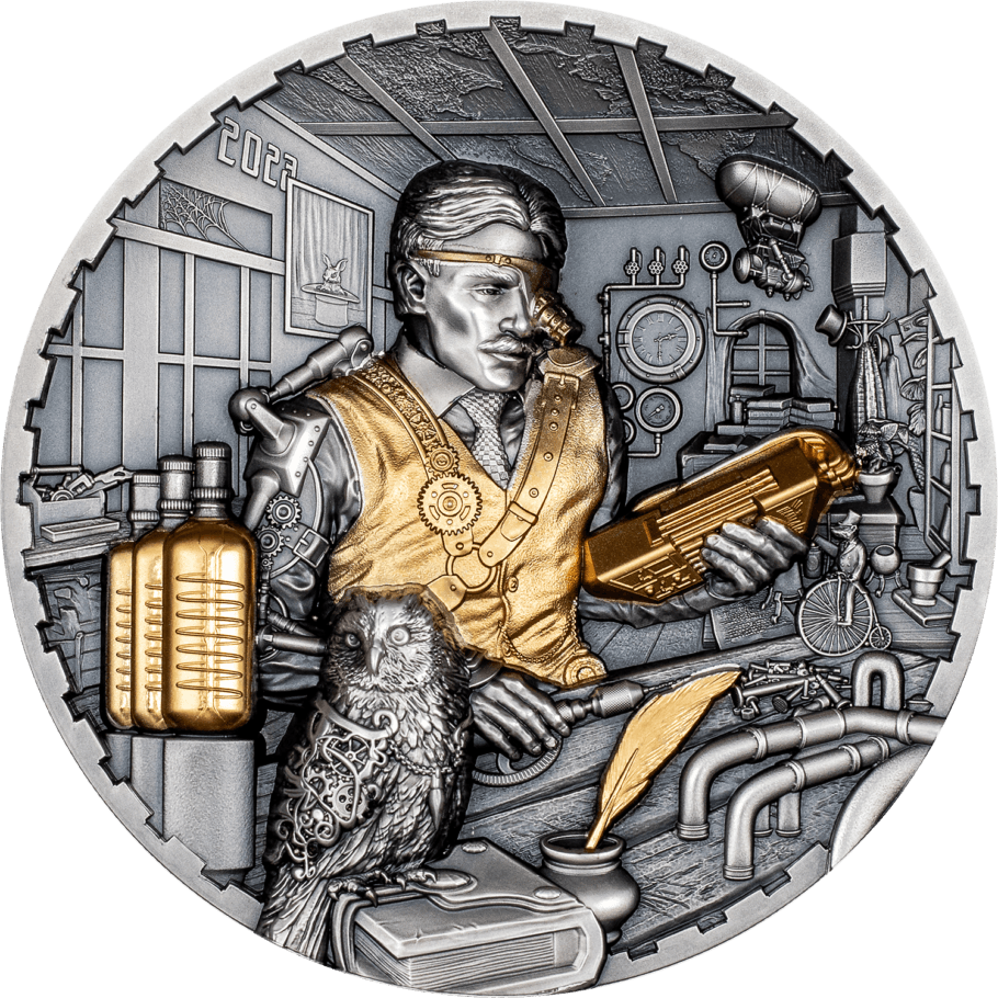 SCIENCE LAB Steampunk 3 Oz Silver Coin $20 Cook Islands 2023 - PARTHAVA COIN